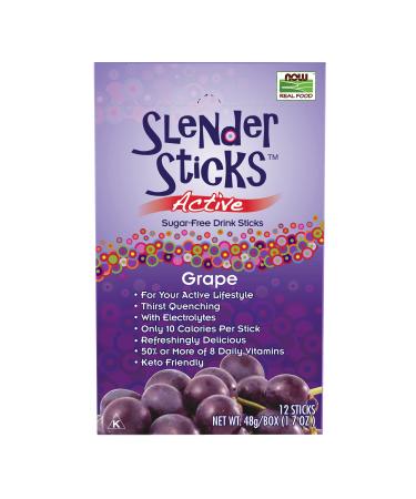 Now Foods Real Food Slender Sticks Active Grape 12 Sticks 17 oz (48 g)