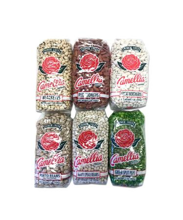 New Orleans (Beans and Peas) Six Pack Sampler 1 Each of Kidneys, Blackeyes, Great Northern, Pinto, Green Split Peas, Navy (Pea) Bean.