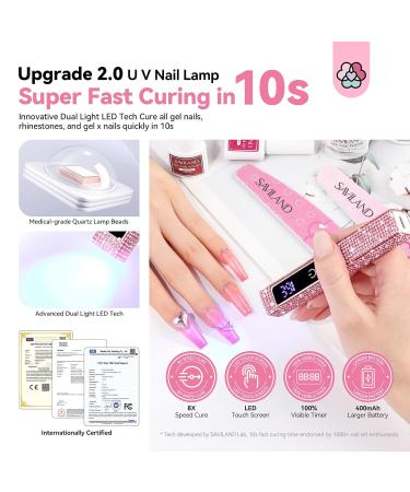 SAVILAND Glitter UV Light for Gel Nails - 2024 12W Handheld UV Nail Lamp with LCD Screen 8X-Faster Cure Touch Screen & Cordless | Perfect for Home & Salon Use - Buy Online on SooperMarket.com