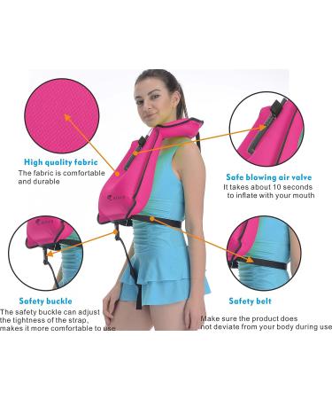 SOLY Inflatable Snorkel Vest Adult | Adjustable Light Snorkeling Jacket for Diving & Water Sports Safety - Pink Kid Size - Buy Online on SooperMarket.com