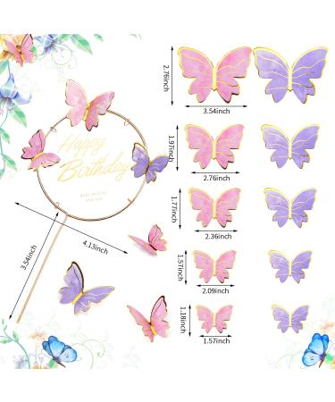 Gold 3D Butterfly Cupcake Toppers - 81-Piece Happy Birthday Cake Decorations - Buy Online on SooperMarket.com