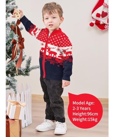 Kids Christmas Reindeer Sweater Cardigan | Boys Winter Knit Jumper 18-24 Months Navy Blue - Buy Online on SooperMarket.com