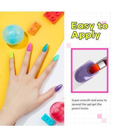 Modelones Poly Nail Gel Set - 6 Colors Forever Young Collection - Turquoise, Purple, Blue, Neon Yellow, Hot Pink - Poly Extension Gel Nail Enhancement Builder for Spring and Summer - French Manicure DIY Home Beauty Gift - Buy Online on SooperMarket.com