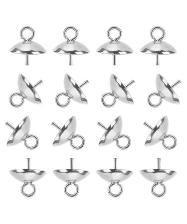 UNICRAFTALE 60pcs 8mm Stainless Steel Cup Pearl Peg Bails Pin Pendants Small Screw Eye Pins Clasps Hooks 0.7mm Pin Eye Screws for Half Drilled Beads Jewelry Earring Making, Stainless Steel Color 8mm Stainless Steel Color