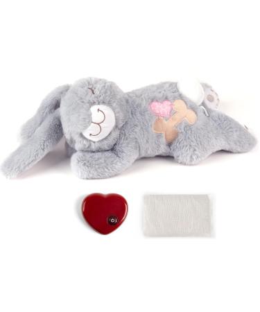 PetPrime Dog Heart Beat Puppy Plush Rabbit Toy - with Warmer Bag Pet Soft Anxiety Puppy Relief Toy for Puppy Dogs Heartbeat Stuffed Animal Puppy Sleeping Buddy Anxiety Dog Toy (Gray Rabbit) Animal Print