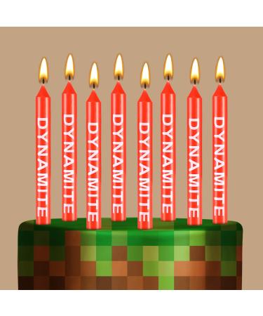 12 Pieces TNT Themed Birthday Candles Dynamite Birthday Candles TNT Cake Toppers for Cake Decoration Video Game Party Graduation Celebration and Daily Use