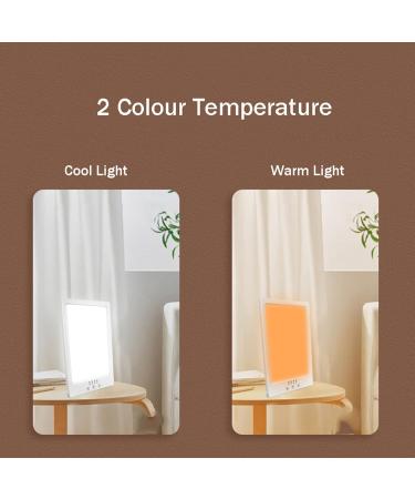 Light Therapy Lamp 10000 Lux UV-Free LED White Warm Light with Adjustable Brightness 4 Timer and 360 Rotatable Stand White - Buy Online on SooperMarket.com