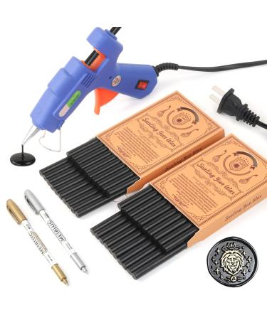 Wax Seal Kits  Wasole 40Pcs Black Sealing Wax Sticks with Glue Gun + 2Pcs Wax Seal Pens for Wax Seal Stamp  Great for Wedding Invitations  Birthday Cards  Envelopes  Gift Wrapping (Black)