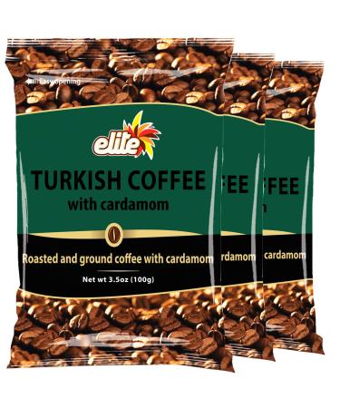 Elite Turkish Coffee with Cardamom, 3.5 oz (3 Pack)