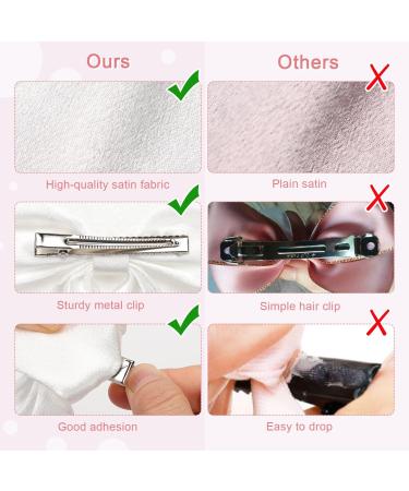 WantGor Long Tail Bow Hair Clips Hair Ribbon Bows Satin Bowknot Clip Large Hair Barrettes Cute Ponytail Holder Hair Accessories for Women Daily Party Wedding Prom (White) - Buy Online on SooperMarket.com