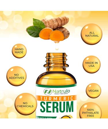Natrulo Turmeric Serum for Face & Body - Natural Skin Brightening Formula for Acne, Even Skin Tone & Scar Healing - Handcrafted in the USA - Buy Online on SooperMarket.com