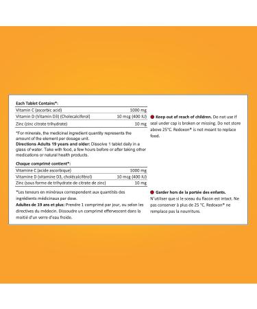 Redoxon Triple Action Vitamin C Vitamin D And Zinc Effervescent Tablets for Immunity Support Zinc Vitamin D and Vitamin C Supplement Immune Support For Adults 45 Orange Flavoured Tablets - Buy Online on SooperMarket.com