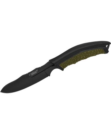 Camillus 19286 BT-8.5 Hunting Knife - 8.9 cm Aus-8 Steel Blade with Ballistic Nylon Sheath - Black/Green GfN/TPE Handle - Ideal for Outdoor Adventures - Buy Online on SooperMarket.com