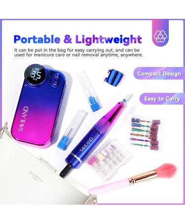 SAVILAND Portable Electric Nail Drill - 35000RPM Nail File for Acrylic Nails | Professional Manicure & Pedicure Supplies | Perfect for Home & Salon Use - Buy Online on SooperMarket.com