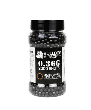 BULLDOG AIRSOFT - 2000 Airsoft Pellets 0.36g 6mm Black Dark Sniper Stealth Triple Polished Pro Team Grade