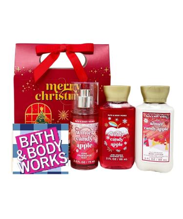 Bath & Body Works Winter Candy Apple Mini Gift Box Set - Fragrance Mist - Shower Gel - Body Lotion- Travel Size