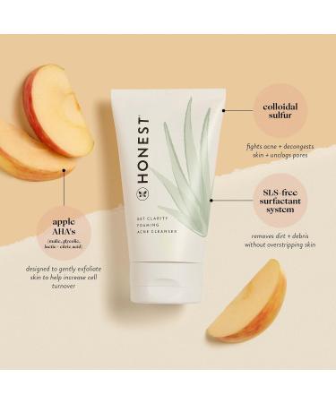 Buy Honest Beauty Get Clarity Cream to Foam Acne Cleanser for Oily Skin | Vegan Cruelty-Free Colloidal Sulfur & Apple AHAs | 4 fl oz - Buy Online on SooperMarket.com