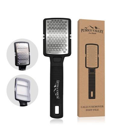Stainless Steel Foot File Callus Remover with Handle & Dead Skin Container - Foot Scraper for Calluses  Dry  Hard Skin Removal - High-Grade Feet Scrubber for Heels Exfoliation Stainless Foot Rasp
