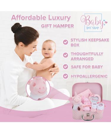 Baby Box Shop Newborn Baby Girl Gifts - 7 Essentials for Baby Girl Hamper | Baby Shower & Welcome Gifts | Pink New Born Baby Gifts - Buy Online on SooperMarket.com