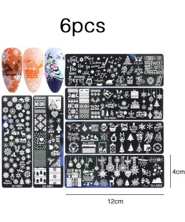 Danlai Christmas Nail Stamping Plates Kit - 6 Snowflake & Tree Designs for Manicure Art | Perfect for Women & Girls - Buy Online on SooperMarket.com
