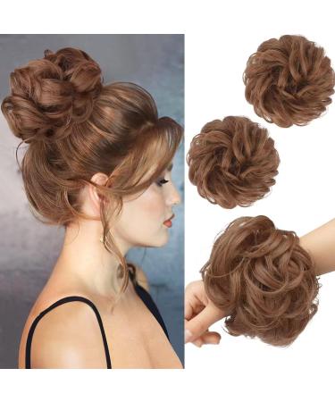 2PCS Light Auburn Messy Hair Bun Extensions - Curly Wavy Updo Scrunchies for Women - Synthetic Chignons - 30 - Buy Online on SooperMarket.com