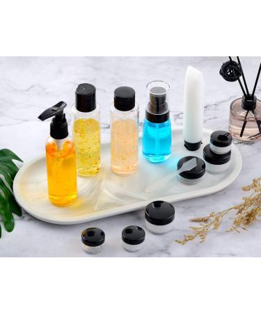 Toureal 15-Piece Empty Travel Bottles Set | Leather Travel Size Containers for Cosmetics (Max. 100ml) - Perfect for Airplane Use (Transparent) - Buy Online on SooperMarket.com