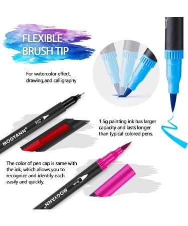 Mogyann 100 Colors Dual Tip Brush Pens for Coloring and Calligraphy - Multicolor - Buy Online on SooperMarket.com