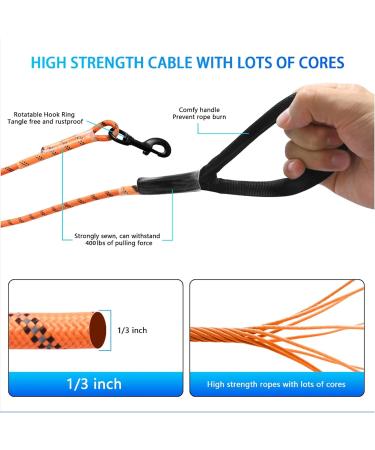 LOQATIDIS 3M Dog Tie - Heavy Duty Reflective Nylon Training Leash with Soft Grip for Dogs Perfect for Large Medium Small & Puppies - Orange Color - Buy Online on SooperMarket.com