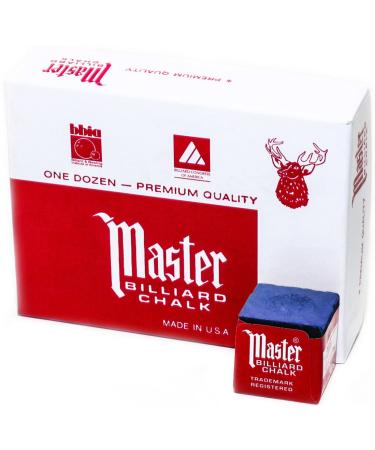 Master Billiard/Pool Cue Chalk Box, 12 Cubes Blue