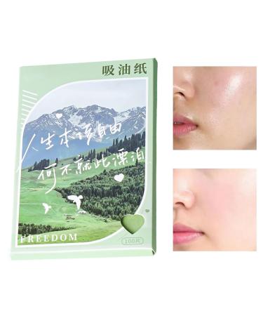 Geteawily Oil Absorbent Sheets Oil Blotting Sheets Oil Absorbent Paper Oil Blotting Paper 100 Pieces Oil Absorbing Cloths Face Oil Control Film Green