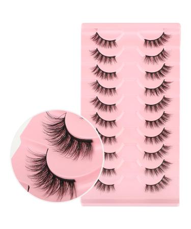 Gjinxi 10 Pairs Half Lashes Natural Looking Cat Eye Lashes Accent Eyelashes False Eyelashes 3D Fake Lashes Natural False Lashes False Eye Lashes Soft Fluffy Lashes