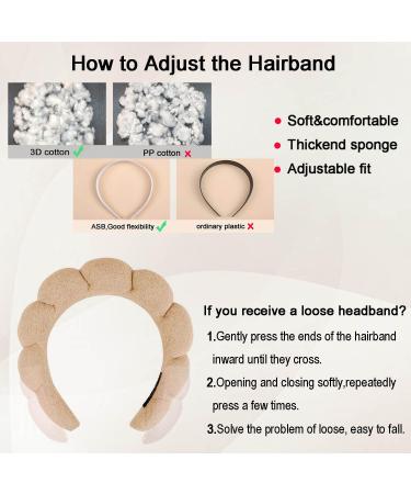 Spa Headband for Women- Bubble Skincare Headband with Wristbands- Terry Cloth, Soft Puffy Design- Black & Light Brown- Ideal for Face Washing and Makeup- Gift Idea - Buy Online on SooperMarket.com