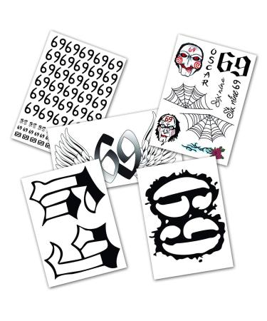 DaLin 5 Sheets 69 Temporary Tattoos Full Body Bundle Real To Life Fake Tattoos for Halloween Costume Accessories and Parties