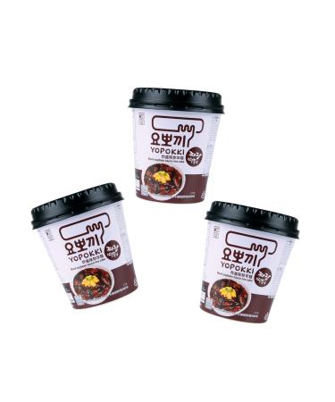 Yopokki three -pack black beans Jjajang - rice cake in the cup - Black Beans Rice Cake Cup - spicy Korean rice cake - OG Asia - 3x 120g