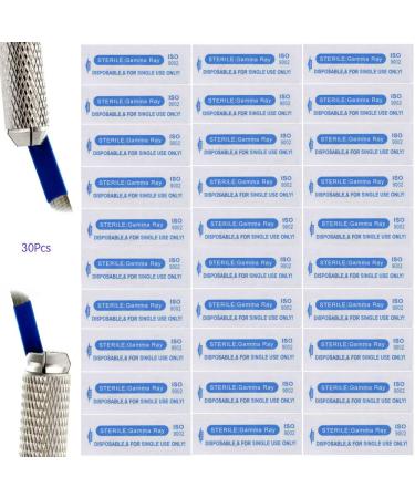 30Pcs Disposable Microblading Needles - Lip & Eyebrow Tattooing | Single Use Only (18 Needle) - Blue - Buy Online on SooperMarket.com