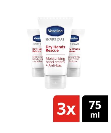 Vaseline Expert Care Dry Hands Rescue - Anti-Bac Hand Cream for Dry Skin 75ml (3 Packs) | Nourishes & Protects - Buy Online on SooperMarket.com