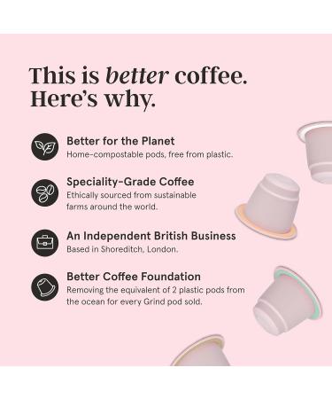 Grind Dark Decaf Pack - Home Compostable Coffee Pods from London Nespresso Original Machine Compatible Capsules - 60 count (6 boxes of 10 Coffee Pods) Dark Decaf Blend 60 count (Pack of 1) - Buy Online on SooperMarket.com