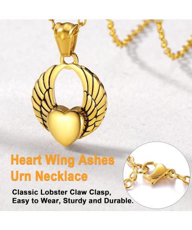 U7 Women's Cremation Urn Neck Chain | Celtic Knot Dog Feet Wings & Crucifix Pendant | Stainless Steel Fire Burial Jewelry - Buy Online on SooperMarket.com