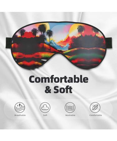SSIMOO Landscape Painting Soft Sleep Eye Mask | Breathable Eye Patch for Women | Perfect Travel Relaxation Accessory - Black - Buy Online on SooperMarket.com