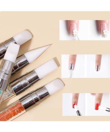 Rosavida 5Pcs Nail Art Sculpture Pen Double Ended Tool for Manicure - Silicone with Acrylic Rhinestone Handle - Buy Online on SooperMarket.com
