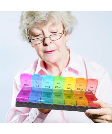 Extra Large Pill Organizer 2 Times a Day Weekly XL AM PM Pill Case 7 Day Pill Box Twice a Day Oversized Daily Medicine Organizer for Vitamins Big Pill Container Medication Dispenser(Black&Rainbow) - Buy Online on SooperMarket.com