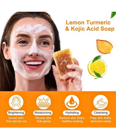 Turmeric Kojic Acid Soap Turmeric Soap Nature Turmeric Soap Dark Spot Corrector Pure Turmeric Handmade Soap Bar For Face & Body Moisturizing Erase Fine Lines Friendly Vegan&Cruelty Free - Buy Online on SooperMarket.com