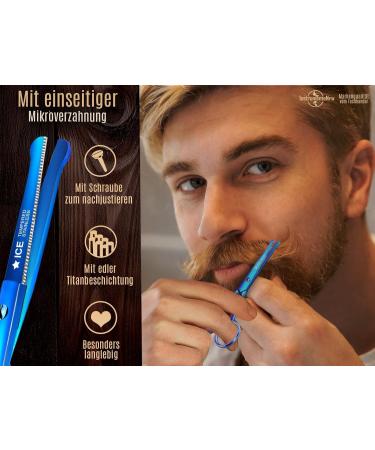 Blue Titanium Beard Scissors - Precision Moustache & Nose Hair Scissors with Micro Serration | International Shipping Available - Buy Online on SooperMarket.com