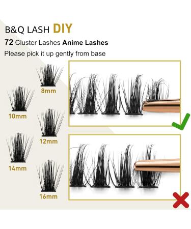 72 Cluster Lashes D-12mm | Soft Fluffy DIY Eyelash Extensions - B&Q Lash Clusters, D Curl Individual Clusters - Buy Online on SooperMarket.com