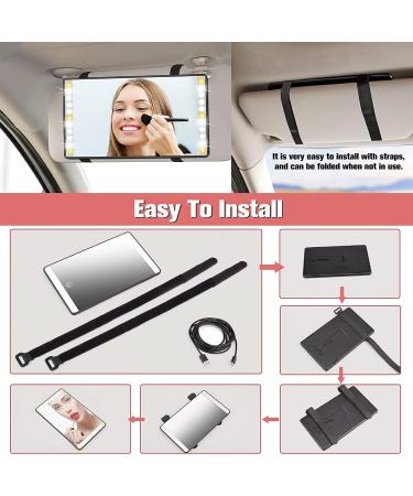 Viatia Rechargeable LED Car Sun Visor Vanity Mirror with Lights - 3 Light Modes and Dimming Touch Sensor - Black - Buy Online on SooperMarket.com
