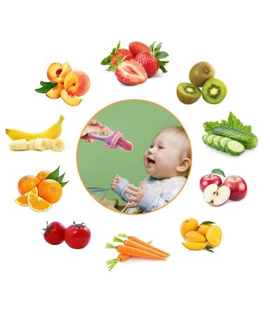 Baby Food Feeder Fresh Food - 2 Pack Fruit Feeder Pacifier Set | Silicone Pacifiers & Dispensing Spoon | Teether Feeding Set for Babies - Pink - Buy Online on SooperMarket.com