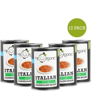 Mr Organic Italian Style Cannellini Beans - Italian Inspired Flavours - High Fibre - Vegan-Friendly - Creamy and Delicious - Ideal for Soups Salads and Stews - Pack of 12 - Buy Online on SooperMarket.com