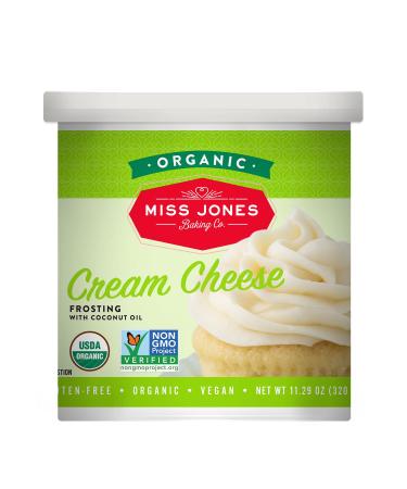 Miss Jones Baking Organic Buttercream Frosting, Perfect for Icing and Decorating, Vegan-Friendly: Cream Cheese (Pack of 1) Cream Cheese 11.29 Ounce (Pack of 1)
