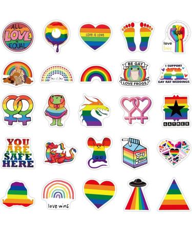 Rainbow Gay Pride Heart Frogs Animal Stickers - 50 PCS LGBT Equal Love Decor Decals for Water Bottle, Bike, Skateboard | LGBTQ Pride Collection - Buy Online on SooperMarket.com
