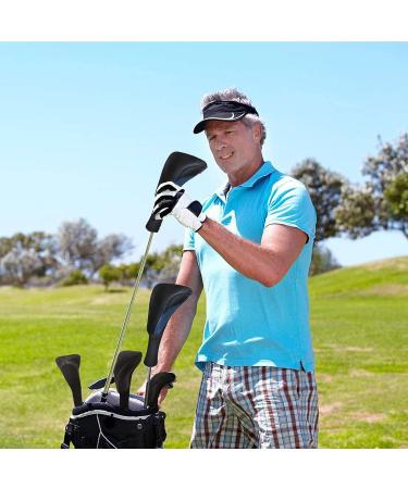 Golf Club Head Covers Set - 3 Pieces with Interchangeable Tags for Fairway Woods, Driver, Hybrids - Long Neck Mesh Design - Golf Accessories for Men and Women - Black Blue - Buy Online on SooperMarket.com
